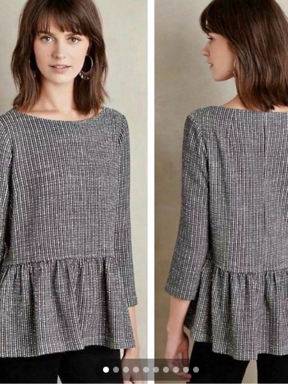 Anthropologie Amadi Willa Textured Peplum Top, Size L